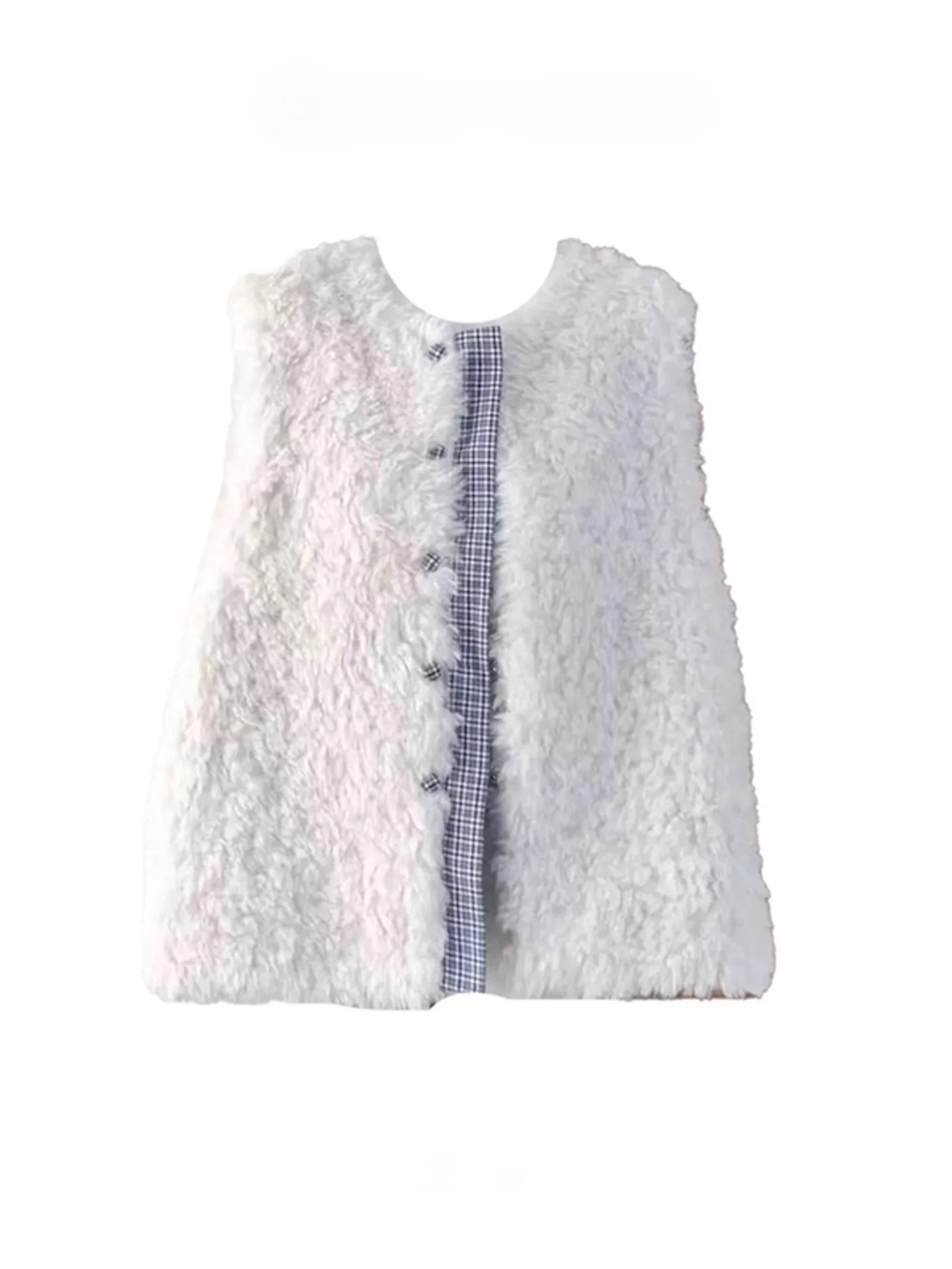Жилет из овечьей шерсти женский, белый, в клетку, с пэчворком, осенне-зимний, корейский стиль, теплый, приталенный, с длинными рукавами, на пуговицах
Жилет из овечьей шерсти женский, белый, в клетку, с пэчворком, осенне-зимний, корейский стиль, теплый, приталенный, с длинными рукавами, на пуговицах