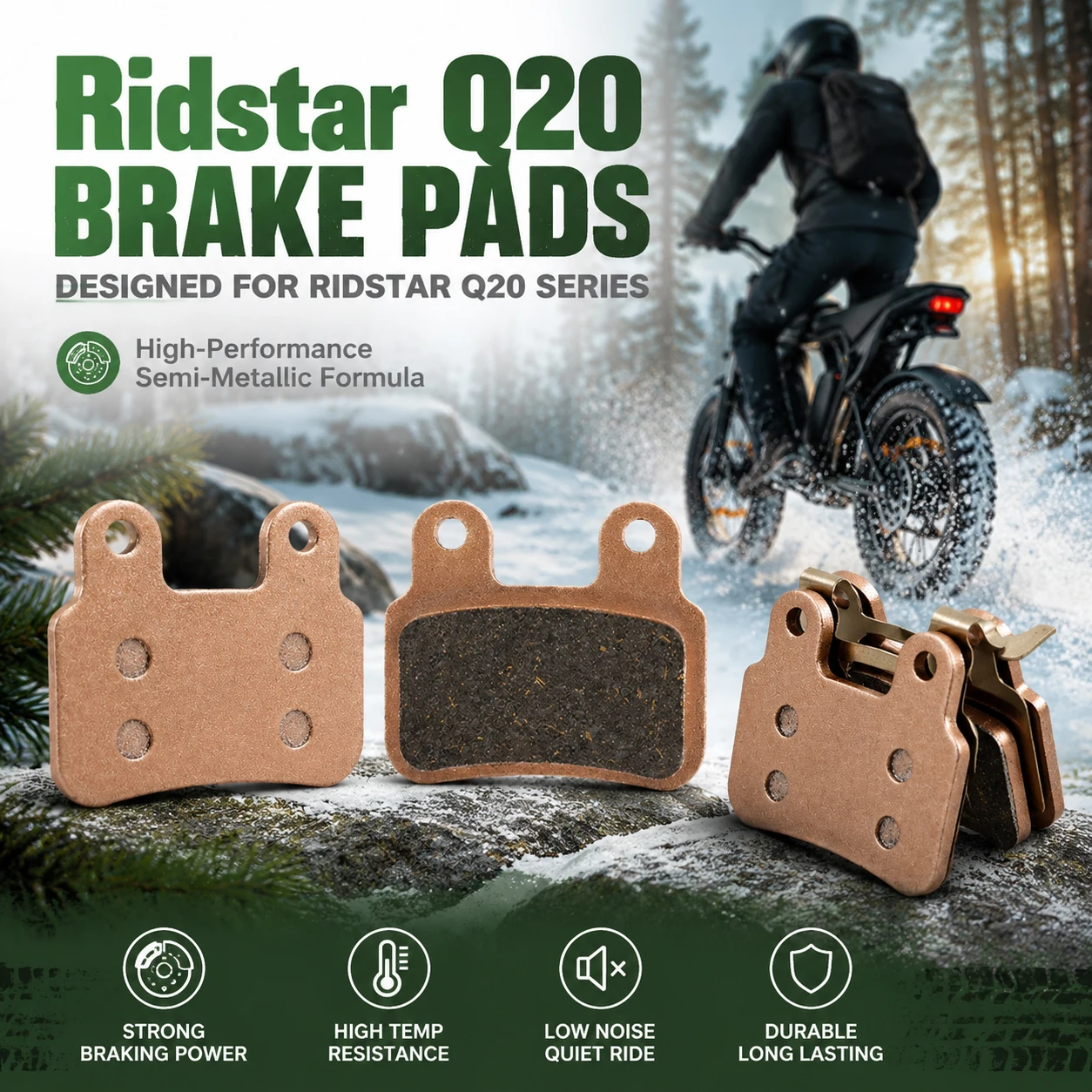 Better Than OEM: Semi-Metallic Pads for Ridstar Q20/Q20Pro/H26Pro/EKX X2/X21/Freego X2 – Fit XD/XOD Calipers, F/R
Better Than OEM: Semi-Metallic Pads for Ridstar Q20/Q20Pro/H26Pro/EKX X2/X21/Freego X2 – Fit XD/XOD Calipers, F/R