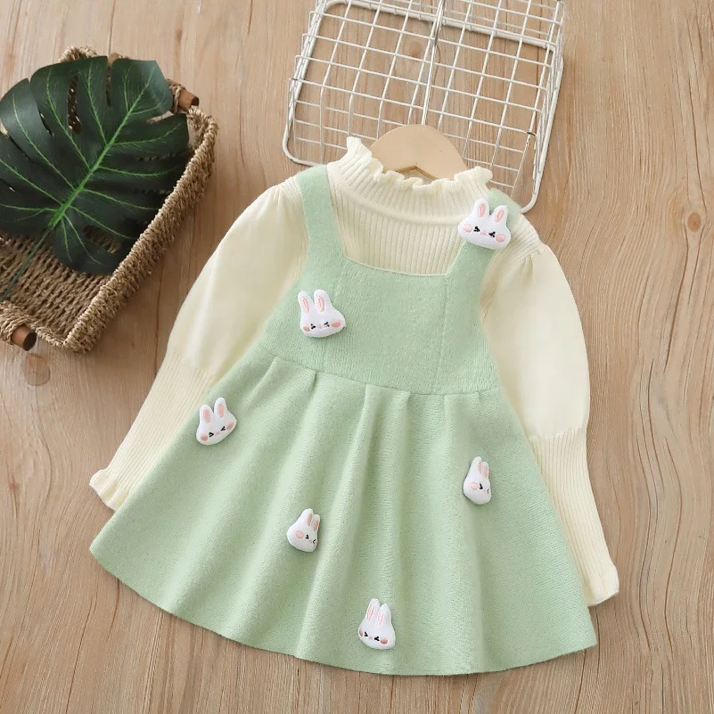 Girls Knitted Dresses Autumn Winter Children Woolen Jersey Sweaters Overall Dress 2pcs Princess Suit For Baby Clothes Kid Outfit
Girls Knitted Dresses Autumn Winter Children Woolen Jersey Sweaters Overall Dress 2pcs Princess Suit For Baby Clothes Kid Outfit