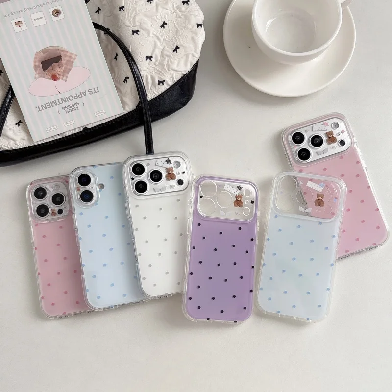 Korean Fashion Cute Pink Blue Purple White Polka Dots Phone case For iPhone 15 16 17 Pro Max angel wings Bear cartoon Cover
Korean Fashion Cute Pink Blue Purple White Polka Dots Phone case For iPhone 15 16 17 Pro Max angel wings Bear cartoon Cover