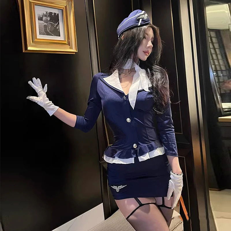 New Airline Stewardess Cosplay For Woman Sexy Air Hostess Uniform Halloween Costumes Fancy Police Uniform Party Nightclub Set
New Airline Stewardess Cosplay For Woman Sexy Air Hostess Uniform Halloween Costumes Fancy Police Uniform Party Nightclub Set
