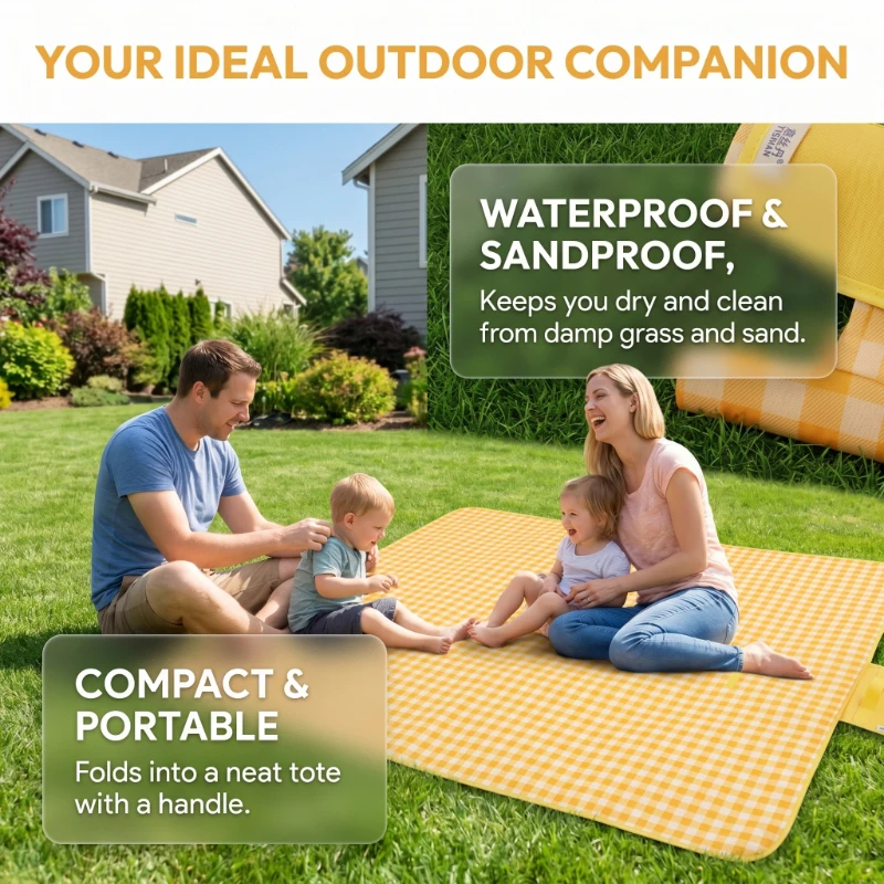 Large Folding Camping Picnic Blanket Waterproof Sandproof Tent Beach Mat for Outdoor Activities
Large Folding Camping Picnic Blanket Waterproof Sandproof Tent Beach Mat for Outdoor Activities