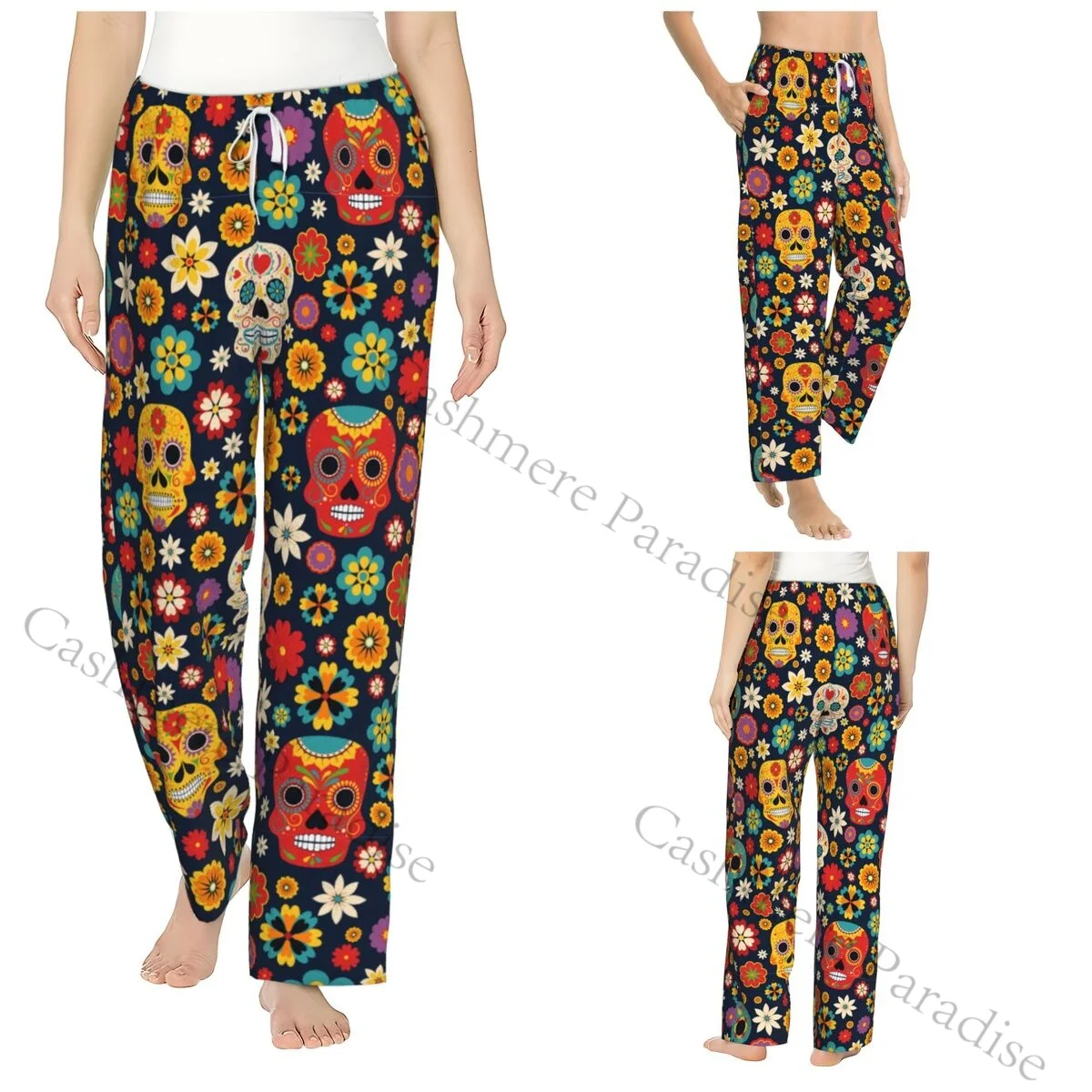 Sugar Skull Mexican Flower Flannel Pajama Pants for Women Soft Warm Sleep Pants with Elastic Waistband
Sugar Skull Mexican Flower Flannel Pajama Pants for Women Soft Warm Sleep Pants with Elastic Waistband