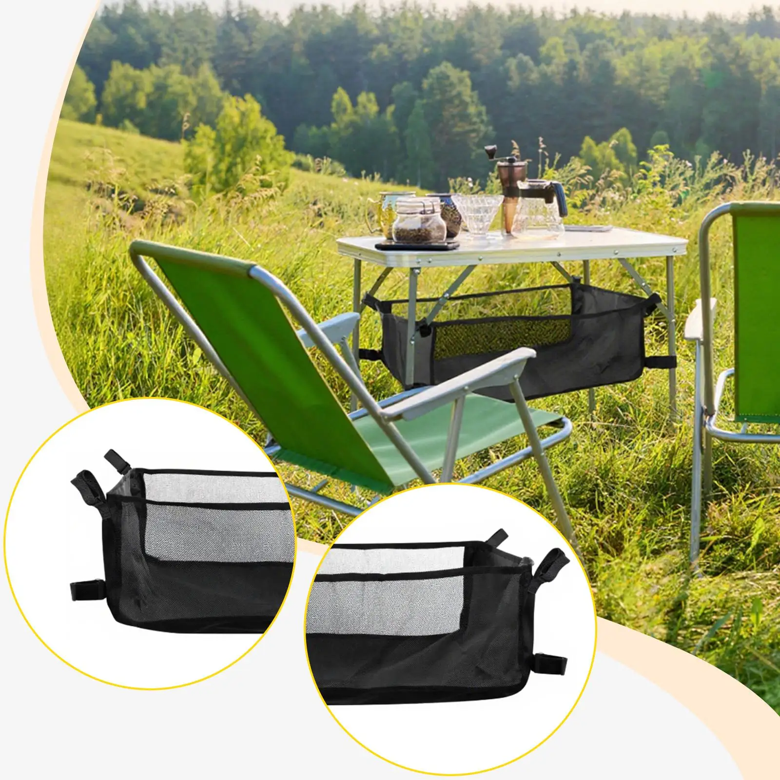 Camping Under Table Storage Bag Pouch Netting Bag for Camping Outdoor Picnic
Camping Under Table Storage Bag Pouch Netting Bag for Camping Outdoor Picnic