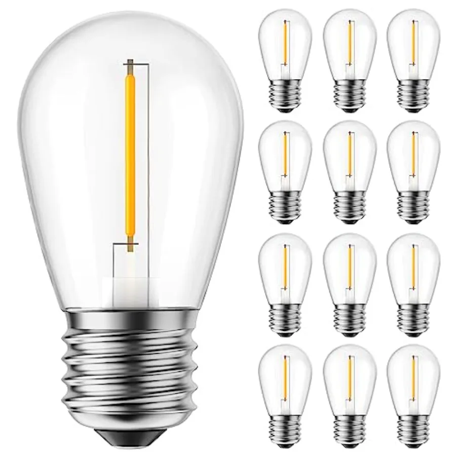 LED S14 Replacement Light Bulbs, 15 Pack Shatterproof Light Bulbs Equivalent to 11 W, E26 E27 Regular Medium Screw Base for Out
LED S14 Replacement Light Bulbs, 15 Pack Shatterproof Light Bulbs Equivalent to 11 W, E26 E27 Regular Medium Screw Base for Out