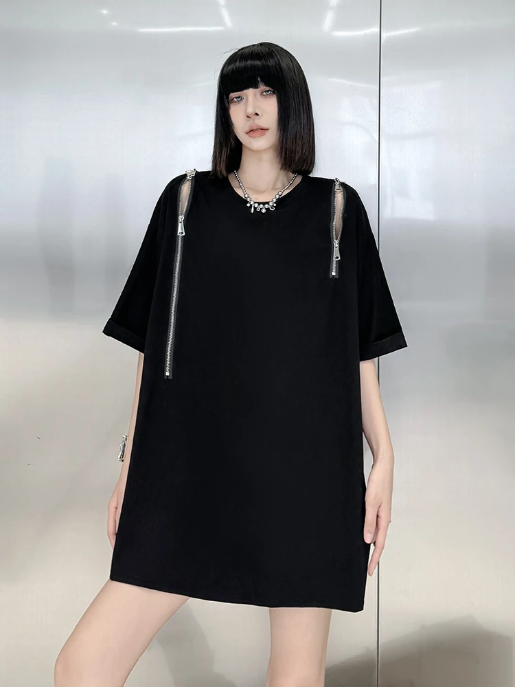 Summer 2026 Shoulder Bared T-Shirt Women's Loose Fit mid Length Slimming Top Casual Style Cotton Polyester Short Sleeve Zipper
Summer 2026 Shoulder Bared T-Shirt Women's Loose Fit mid Length Slimming Top Casual Style Cotton Polyester Short Sleeve Zipper