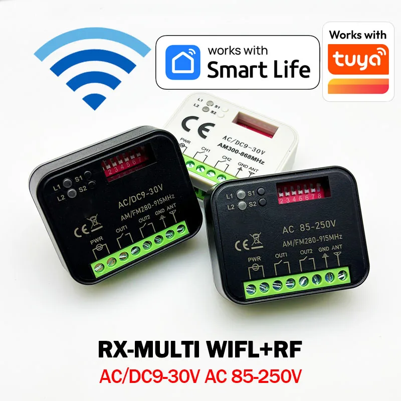 Work With Tuya WiFi Smart Receiver RX-MULTI 280MHz-868MHz Gate Remote Control 9V-30V 85V-250V Garage Door Opener Transmitter
Work With Tuya WiFi Smart Receiver RX-MULTI 280MHz-868MHz Gate Remote Control 9V-30V 85V-250V Garage Door Opener Transmitter