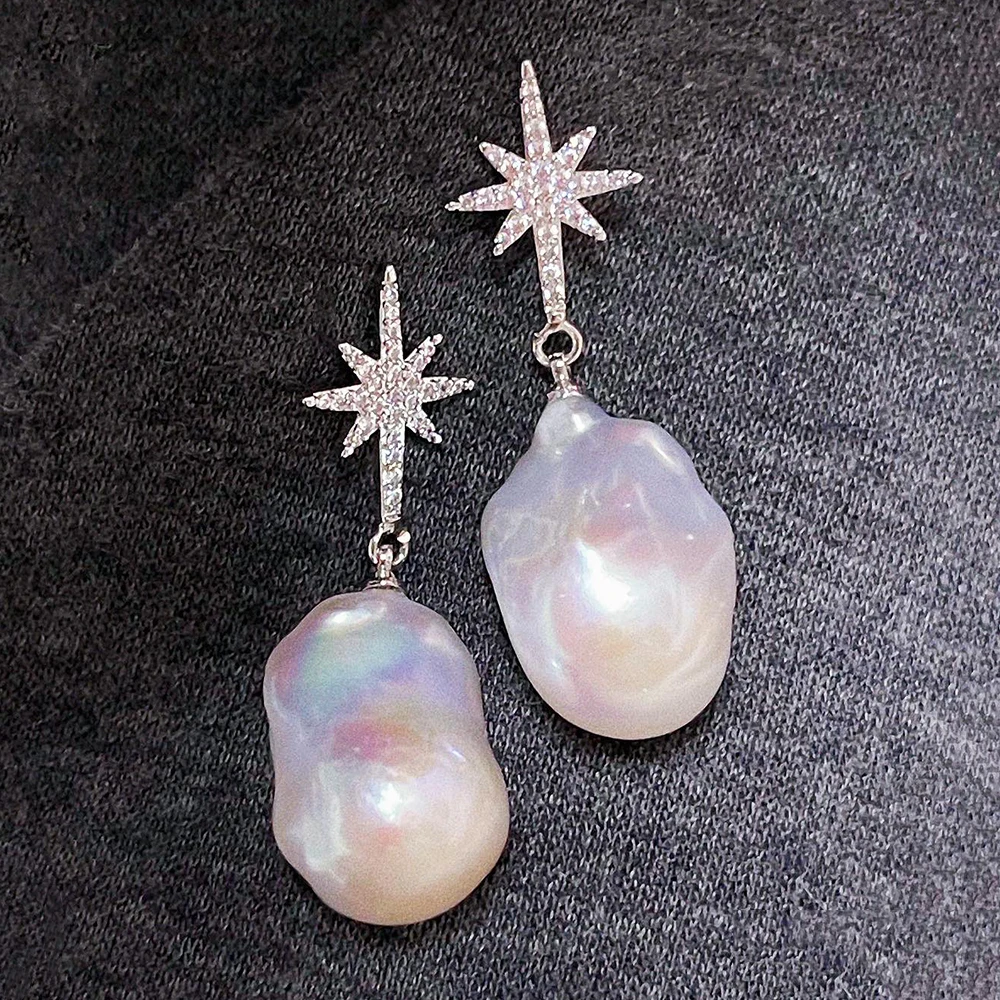 Eight Pointed Star Baroque Real Pearl Stud Earrings for Women Unique Personality Jewelry Birthday Valentine's Day Gift for Girls
Eight Pointed Star Baroque Real Pearl Stud Earrings for Women Unique Personality Jewelry Birthday Valentine's Day Gift for Girls
