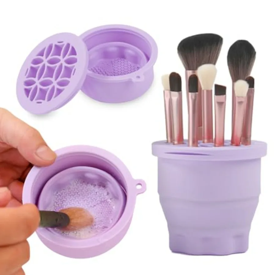 Makeup Brushes Cleaner Mat with Brush Storage Holder, Folding Portable Washing Tool for Makeup Brush Cleaning, 2 In 1 Silicone
Makeup Brushes Cleaner Mat with Brush Storage Holder, Folding Portable Washing Tool for Makeup Brush Cleaning, 2 In 1 Silicone