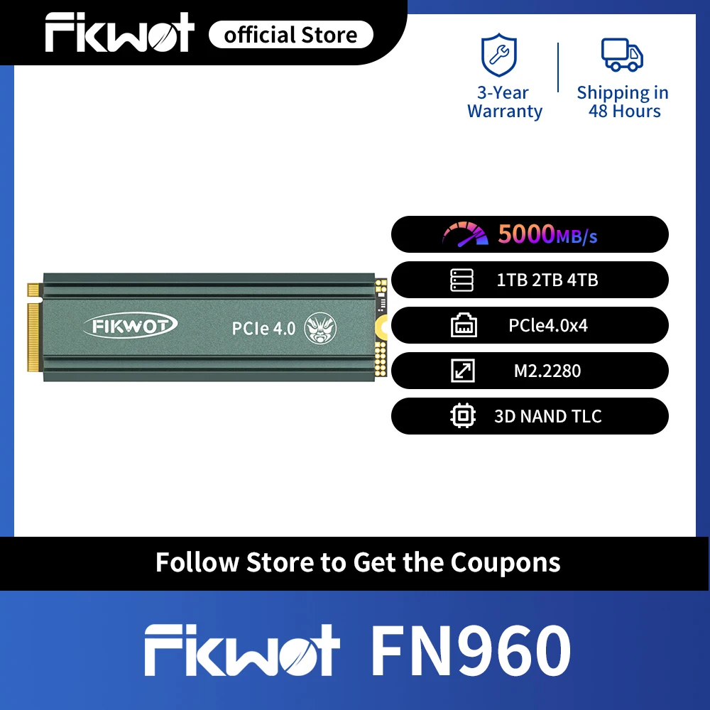 SSD Fikwot FN960 M.2 с радиатором 512 ГБ 1 ТБ 2 ТБ PCIe4.0x4 5000 МБ/с Жорсткий диск NVMe Внутренний твердотельный накопитель для настольных ПК PS5
SSD Fikwot FN960 M.2 с радиатором 512 ГБ 1 ТБ 2 ТБ PCIe4.0x4 5000 МБ/с Жорсткий диск NVMe Внутренний твердотельный накопитель для настольных ПК PS5