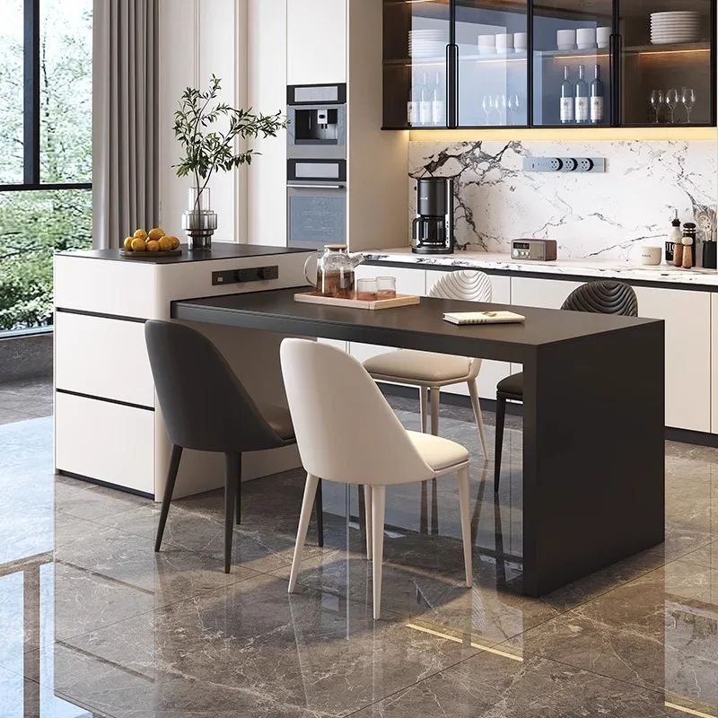 Black and white rock slab island dining table integrated retractable modern mid-island dining table household small apartment mo
Black and white rock slab island dining table integrated retractable modern mid-island dining table household small apartment mo