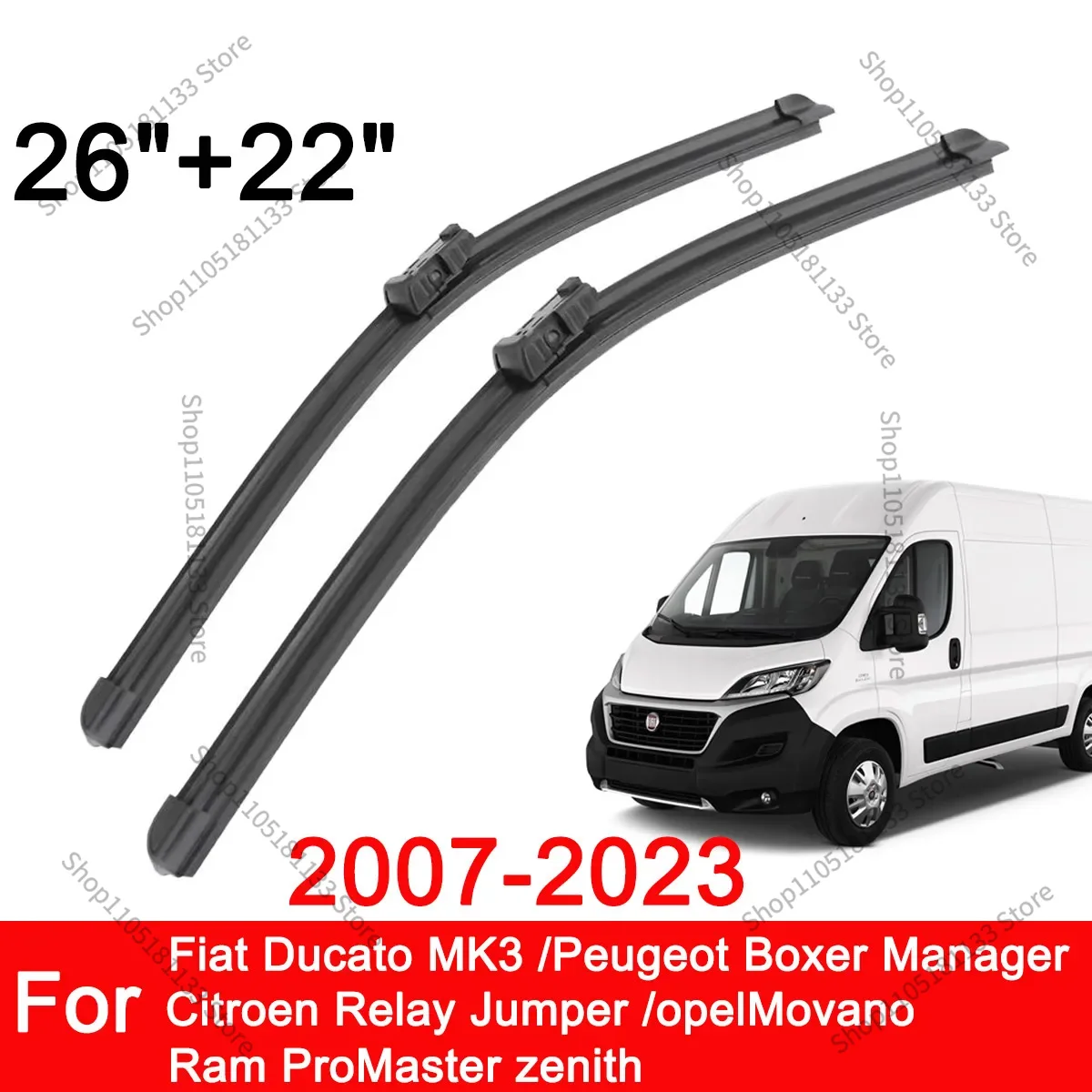 Car Windshield Wiper Is Suitable For Fiat Ducato MK3 Peugeot Boxer ManagerCitroen Relay Jumper 26"+22" Wiper Blade 2007-2023
Car Windshield Wiper Is Suitable For Fiat Ducato MK3 Peugeot Boxer ManagerCitroen Relay Jumper 26"+22" Wiper Blade 2007-2023