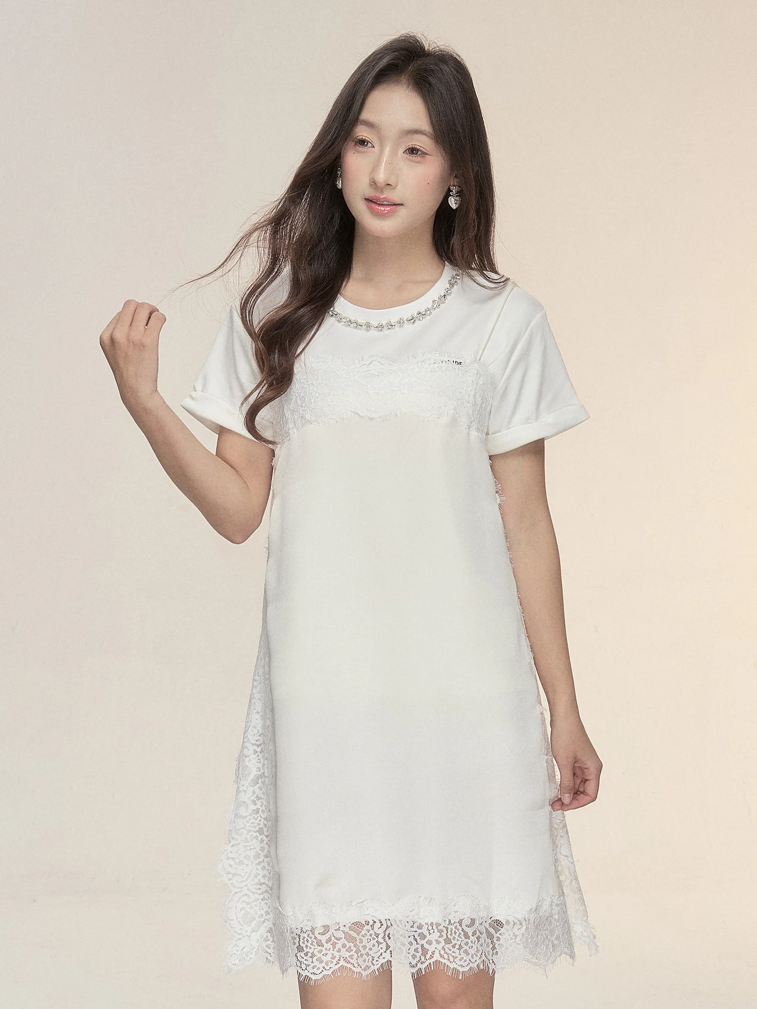 IcyNude Store Lace Patchwork Casual Sweet Loose Women's Top Spring New Style round Neck Mid-Length Polyester Nylon Blend
IcyNude Store Lace Patchwork Casual Sweet Loose Women's Top Spring New Style round Neck Mid-Length Polyester Nylon Blend