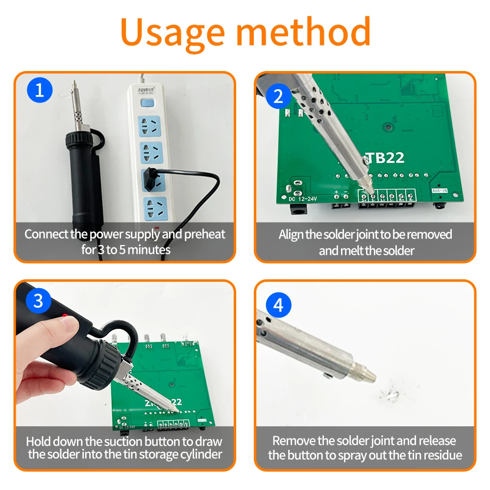 Electric Vacuum Solder Sucker Plastic Stainless Steel Removal Solder Iron Pen with EU Plug for Circuit Board Assembly for Chip
Electric Vacuum Solder Sucker Plastic Stainless Steel Removal Solder Iron Pen with EU Plug for Circuit Board Assembly for Chip