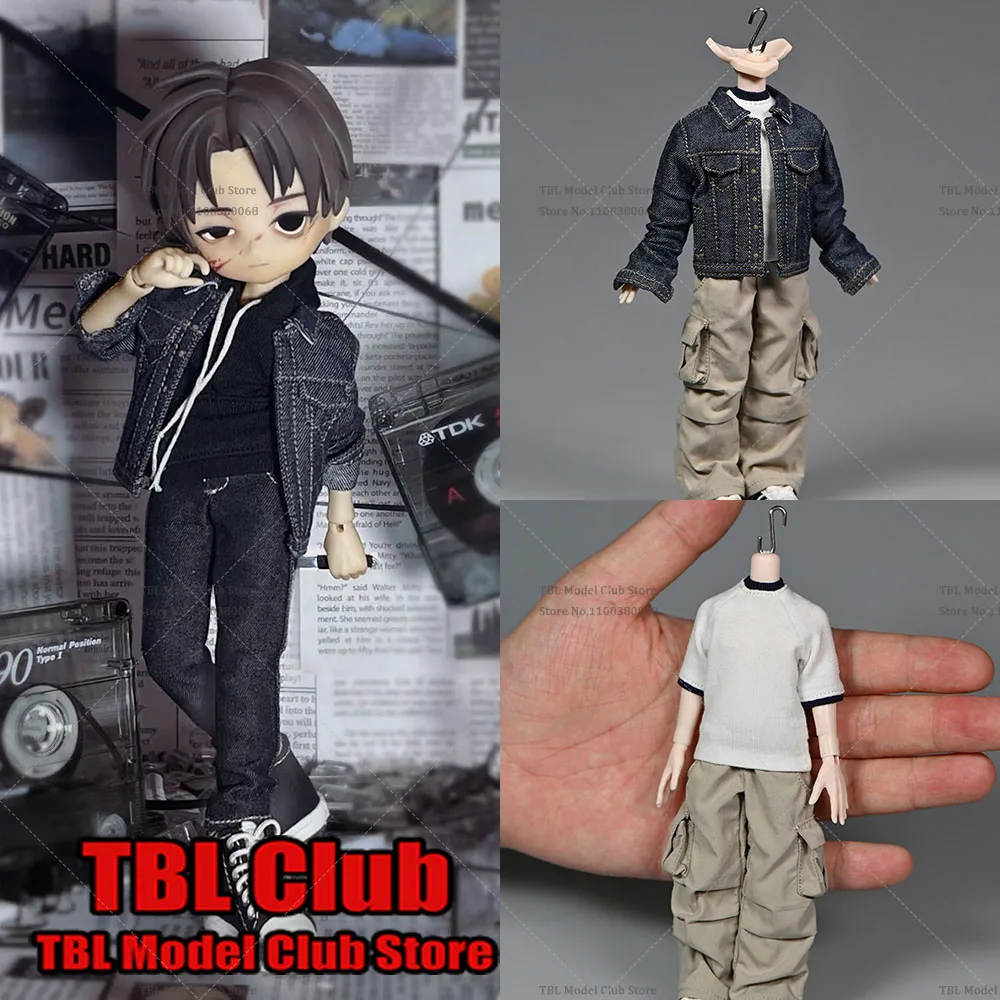 1/12 Scale Trendy Minimalist Blue Denim Jacket Tshirt Cargo Pants Model Fit 14cm BJD Little Bell Action Figure Doll Toy
1/12 Scale Trendy Minimalist Blue Denim Jacket Tshirt Cargo Pants Model Fit 14cm BJD Little Bell Action Figure Doll Toy 