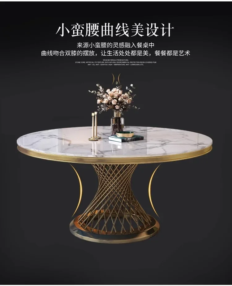 A Light luxury marble dining table and chair combination Modern and simple, small household round dining table with turntable
A Light luxury marble dining table and chair combination Modern and simple, small household round dining table with turntable