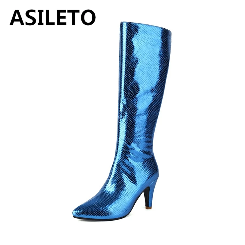 ASILETO Shiny Knee Boots Fashion Pointed Toe 8.5cm Stiletto Small Heel Big Size 44 43 45 46 47 US16 Silver Red
ASILETO Shiny Knee Boots Fashion Pointed Toe 8.5cm Stiletto Small Heel Big Size 44 43 45 46 47 US16 Silver Red