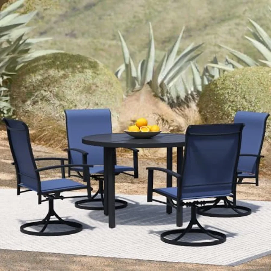 Комплект для уличной обеденной зоны из 5 предметов: круглый стол 42 дюйма черного цвета и 4 синих поворотных стульев для сада, террасы или веранды
Комплект для уличной обеденной зоны из 5 предметов: круглый стол 42 дюйма черного цвета и 4 синих поворотных стульев для сада, террасы или веранды