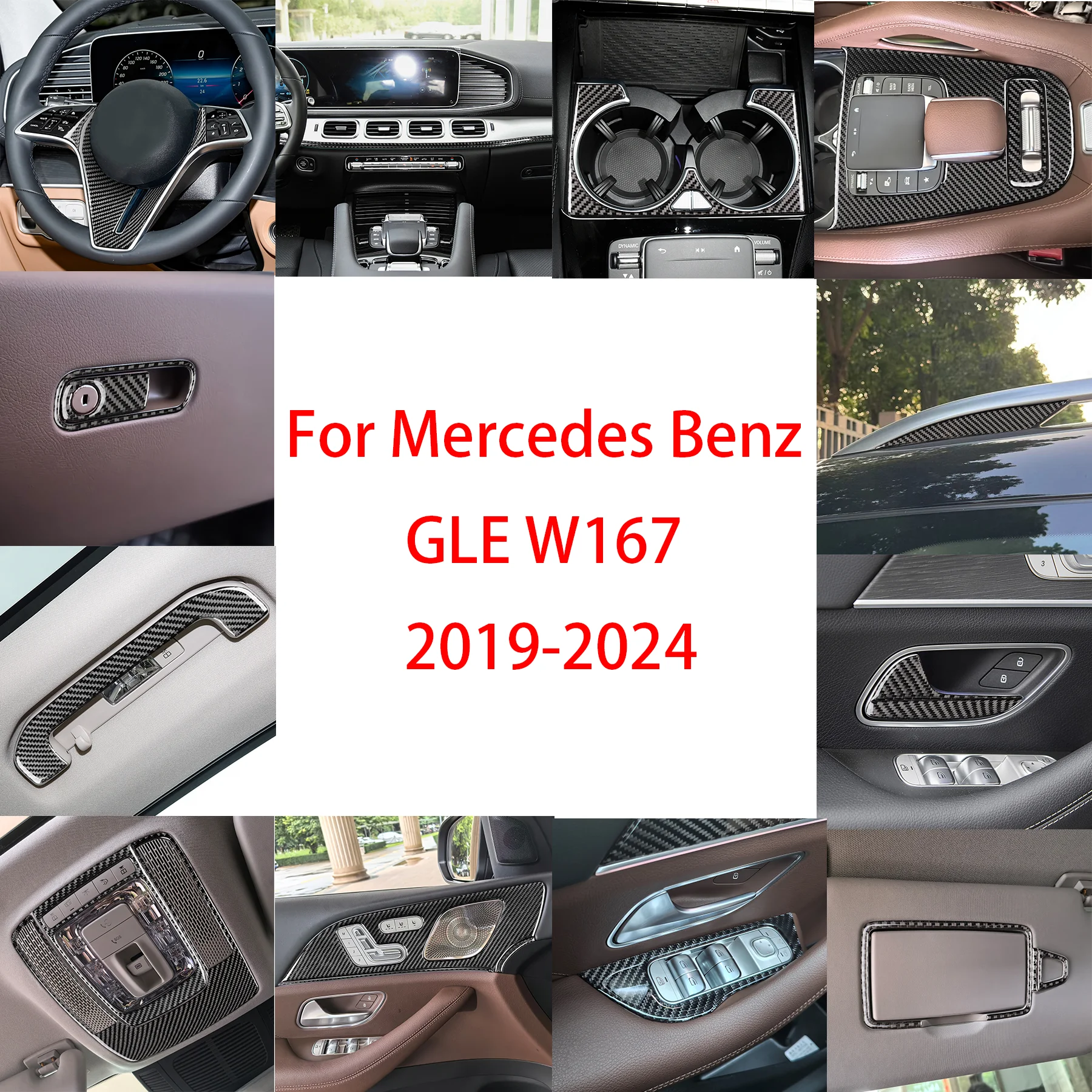 For Mercedes Benz GLE W167 2019-2024 Car Door Handles Cup Holders Vanity Mirror Panel Carbon Fiber Interior Accessories Stickers
For Mercedes Benz GLE W167 2019-2024 Car Door Handles Cup Holders Vanity Mirror Panel Carbon Fiber Interior Accessories Stickers