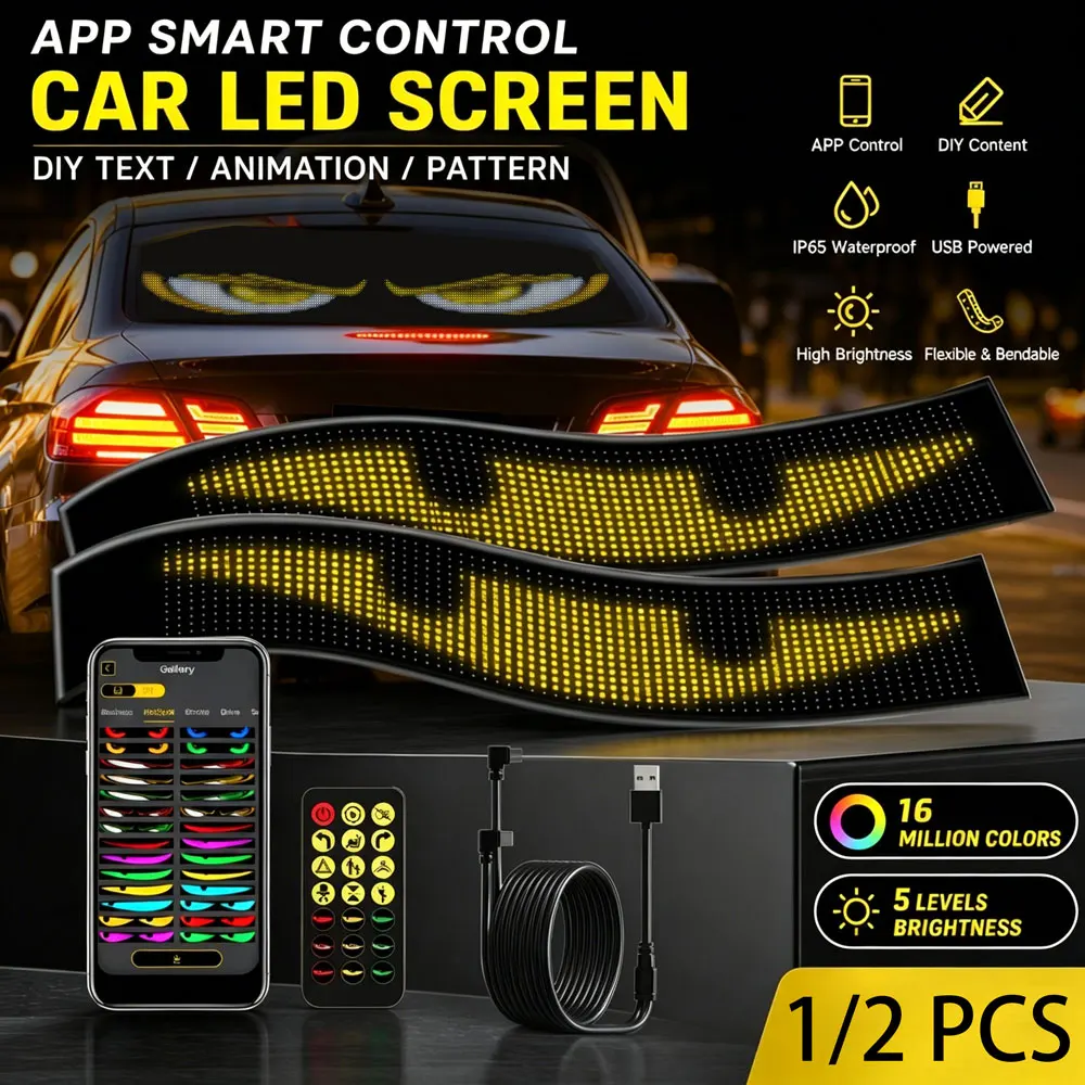 Waterproof Dynamic Devil Eye LED Panel Programmable Bluetooth APP Car Rear Windshield LED Screen Truck LED Auto Decoration Light
Waterproof Dynamic Devil Eye LED Panel Programmable Bluetooth APP Car Rear Windshield LED Screen Truck LED Auto Decoration Light