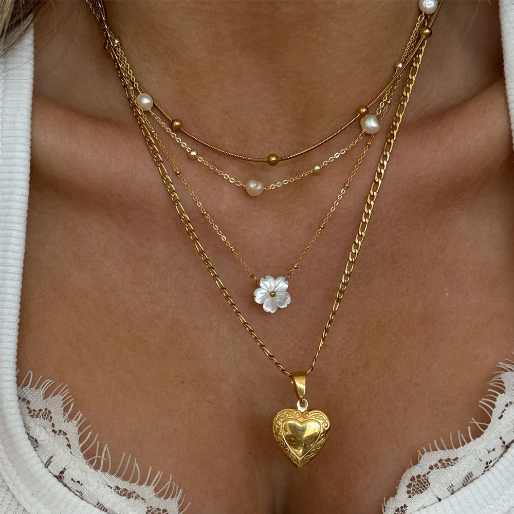 Retro Heart Shaped Flower Pendant Necklace 2024 Women's Multi Layer Gold Color Metal Beads Fashion Sweet Jewelry girls
Retro Heart Shaped Flower Pendant Necklace 2024 Women's Multi Layer Gold Color Metal Beads Fashion Sweet Jewelry girls