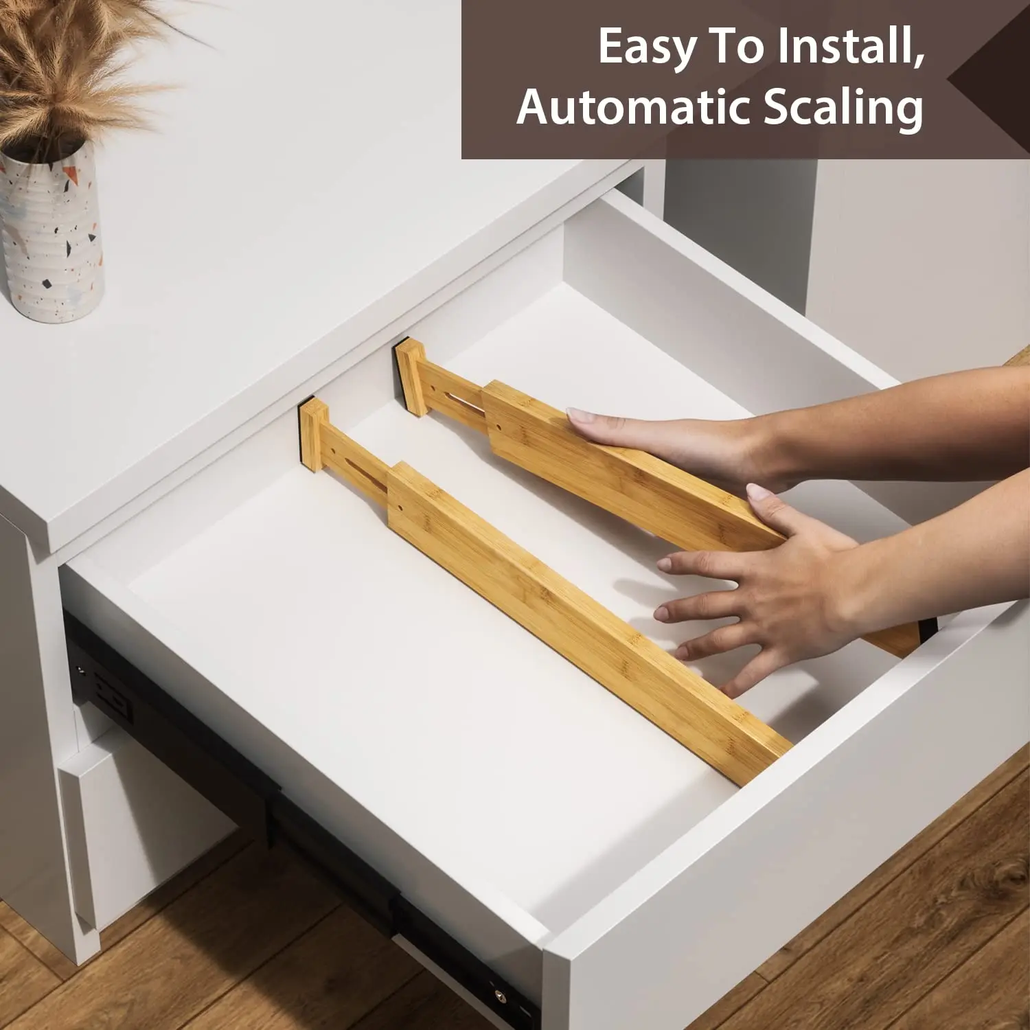 Bamboo 4Pcs Drawer Dividers Organizers Adjustable Expandable Loaded Drawer Separators for Kitchen Bedroom Dresser Organizer
Bamboo 4Pcs Drawer Dividers Organizers Adjustable Expandable Loaded Drawer Separators for Kitchen Bedroom Dresser Organizer