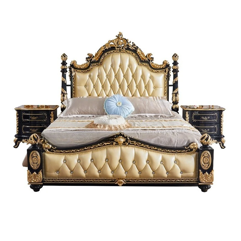 Hand-carved European solid wood leather bed 1.8 meters double leather bed master bedroom leather double
Hand-carved European solid wood leather bed 1.8 meters double leather bed master bedroom leather double