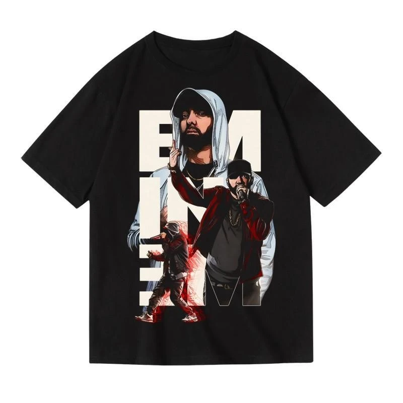 Eminem European and American Rappers Around Round Neck Loose Pullover Cotton Printed Summer T-shirt Men and Women
Eminem European and American Rappers Around Round Neck Loose Pullover Cotton Printed Summer T-shirt Men and Women