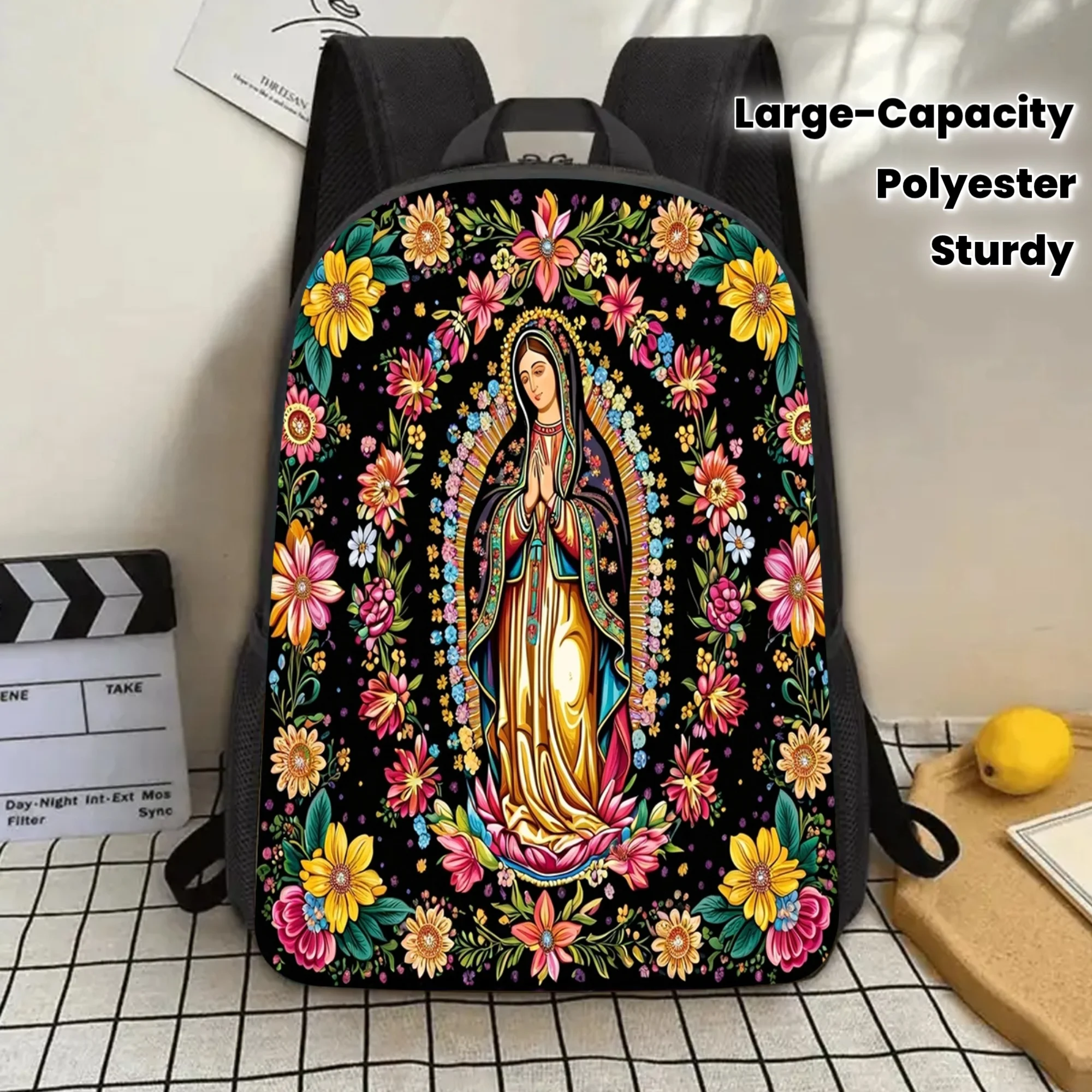 1 elegant Virgin Mary floral backpack - 17 inch large capacity, adjustable shoulder straps, durable polyester, lightweight
1 elegant Virgin Mary floral backpack - 17 inch large capacity, adjustable shoulder straps, durable polyester, lightweight
