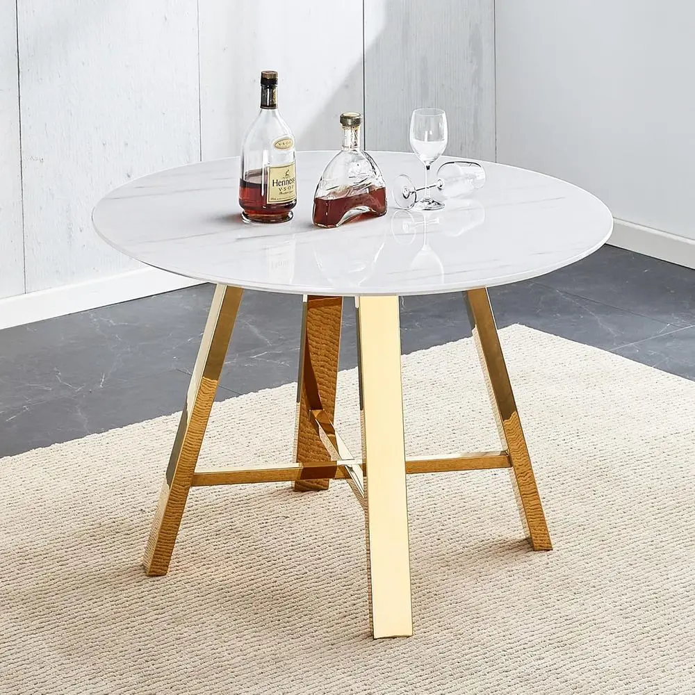 Elegant 42 White Marble Dining Table with Stainless Steel Legs for Dining Room, Office, or Lounge
Elegant 42 White Marble Dining Table with Stainless Steel Legs for Dining Room, Office, or Lounge