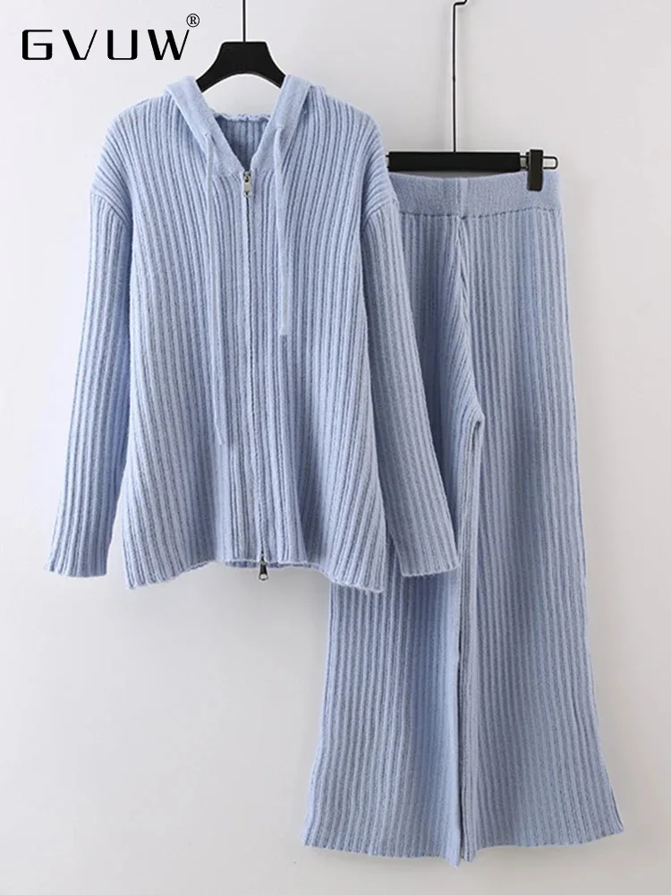 GVUW Knitted 2 Pieces Set Fashion Hooded Full Sleeve Zipper Sweater + Wide Leg Pants Solid Color New 2024 Autumn Sets 17G7725
GVUW Knitted 2 Pieces Set Fashion Hooded Full Sleeve Zipper Sweater + Wide Leg Pants Solid Color New 2024 Autumn Sets 17G7725