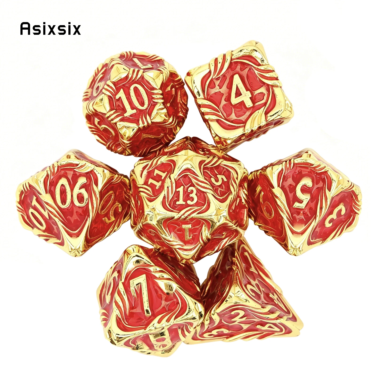 7 Pcs Red Yellow Tree Vine Metal Dice Solid Metal Polyhedral Dice Set Suitable for Role-Playing RPG Board Game Dice RPG
7 Pcs Red Yellow Tree Vine Metal Dice Solid Metal Polyhedral Dice Set Suitable for Role-Playing RPG Board Game Dice RPG