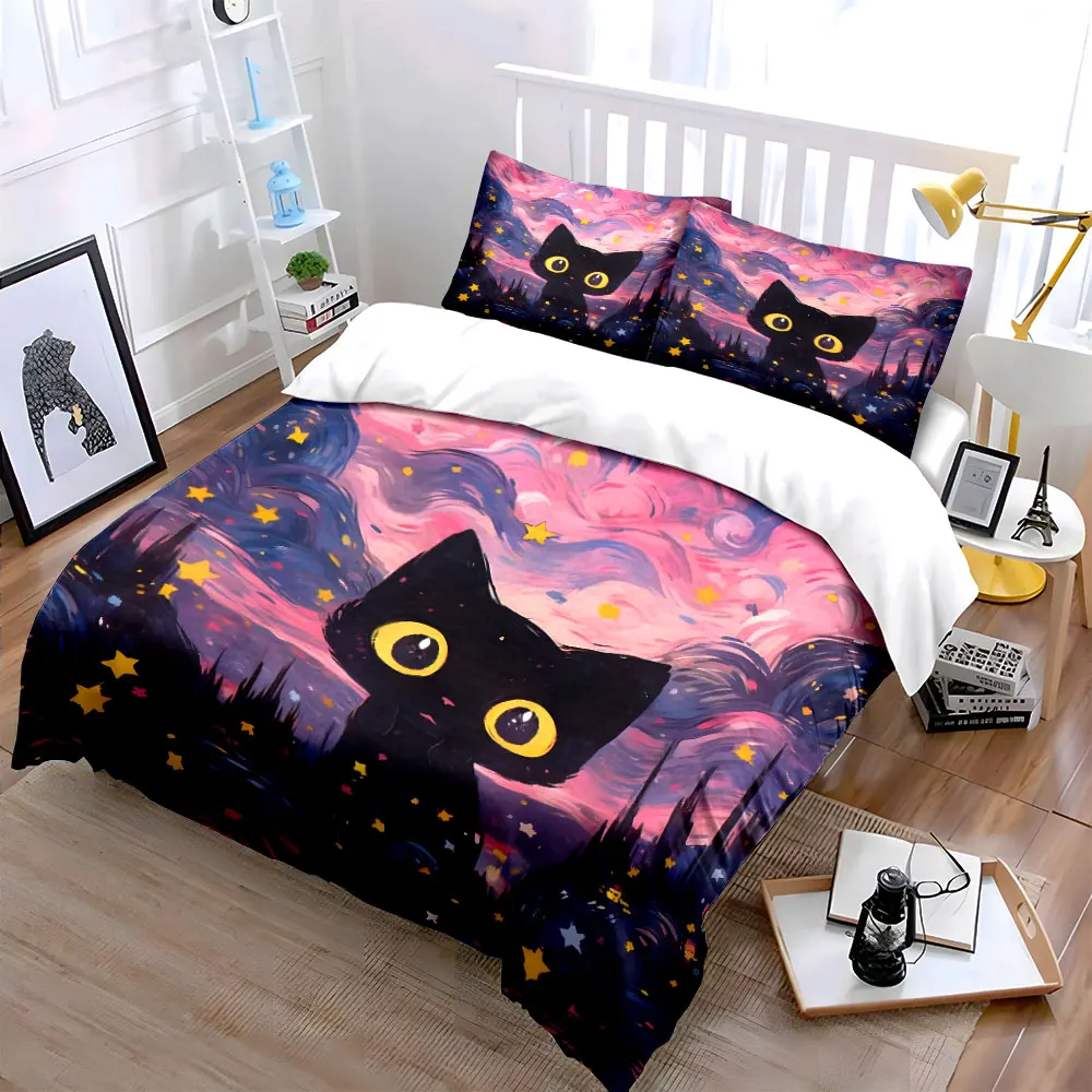 "Starry Night Cat Art Set" Multiple sizes kid's and adults' bedroom Exquisite 3PC bedding set, gift
"Starry Night Cat Art Set" Multiple sizes kid's and adults' bedroom Exquisite 3PC bedding set, gift