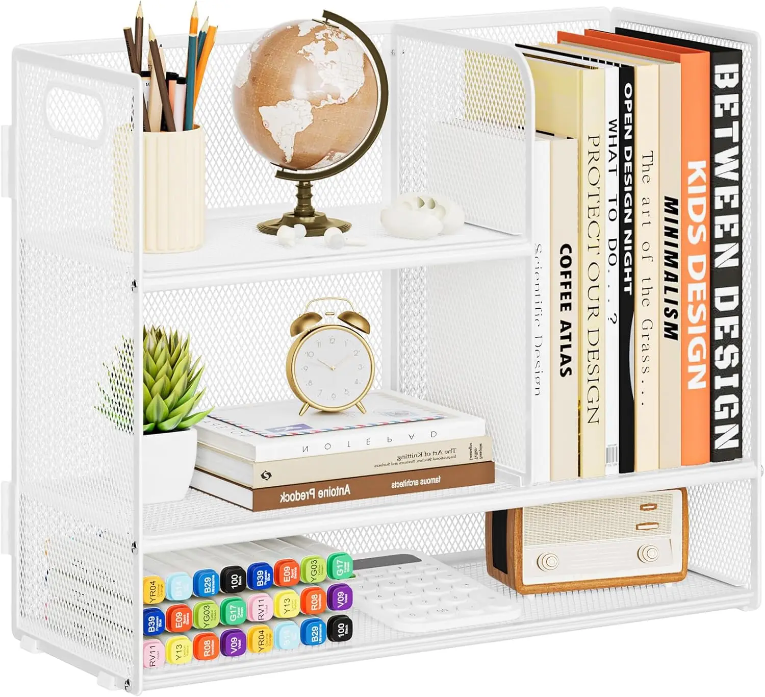 3-Tier Desktop Shelf Organizer with Handle, Mesh Display Rack for Office Home Kitchen, White
3-Tier Desktop Shelf Organizer with Handle, Mesh Display Rack for Office Home Kitchen, White