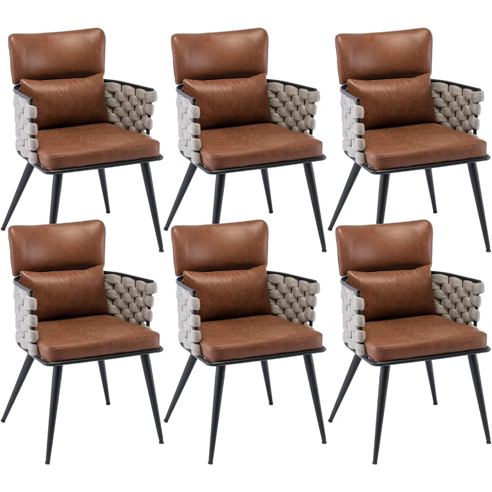 Mid-Century Modern Dining Chairs Set of 6, Handmade Woven Kitchen Chairs, Suede Fabric Dining Chairs with Metal Legs
Mid-Century Modern Dining Chairs Set of 6, Handmade Woven Kitchen Chairs, Suede Fabric Dining Chairs with Metal Legs