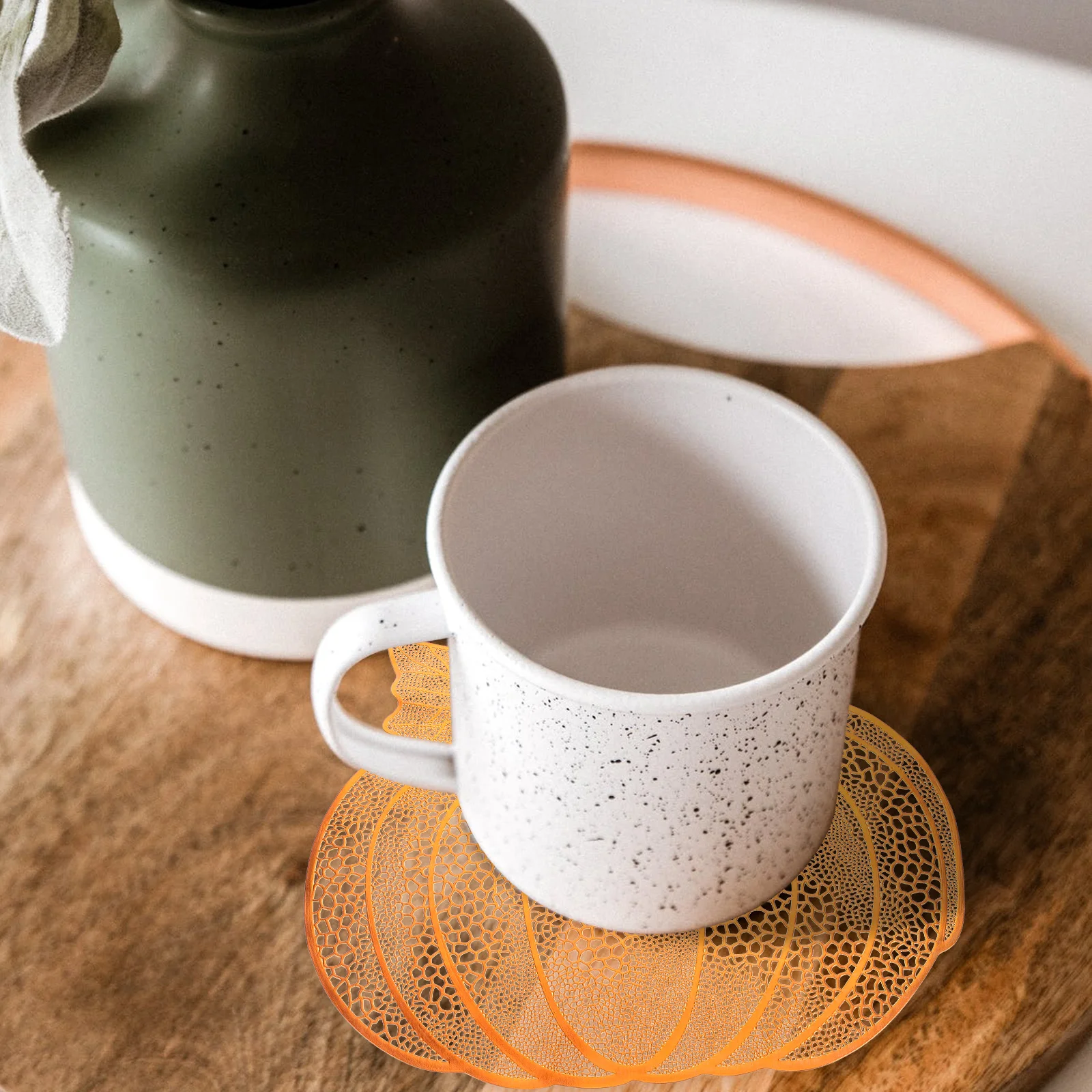 Waterproof Oilproof Placemat Nordic Pumpkin Design Decorative Mat Heat Resistant Pad Fall Fabric PVC Cotton Coasters Round 
Waterproof Oilproof Placemat Nordic Pumpkin Design Decorative Mat Heat Resistant Pad Fall Fabric PVC Cotton Coasters Round