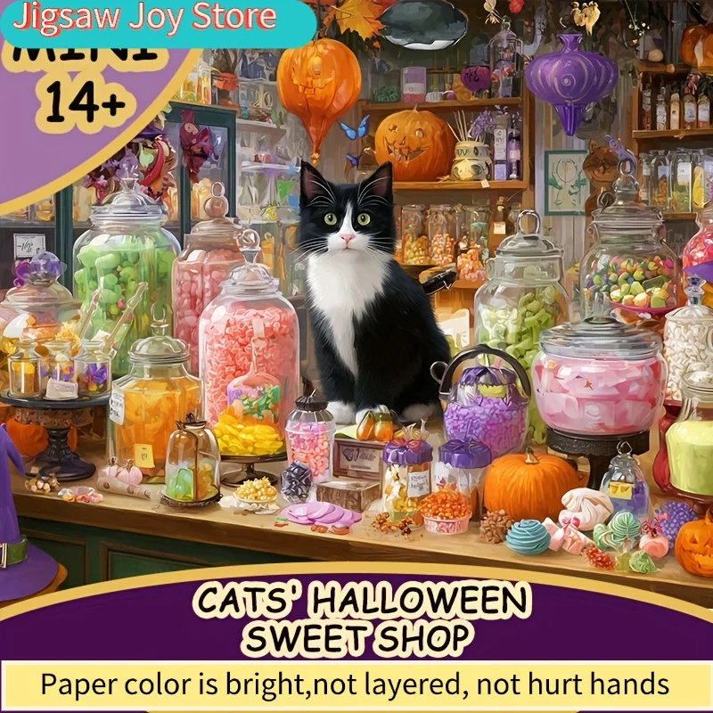 1 Box Adult Cat Halloween Sweet Shop Puzzle - Charming Mixed Color Design, 15x10in (38x26cm) with Pawsitive Candy Scenes, Spo
1 Box Adult Cat Halloween Sweet Shop Puzzle - Charming Mixed Color Design, 15x10in (38x26cm) with Pawsitive Candy Scenes, Spo
