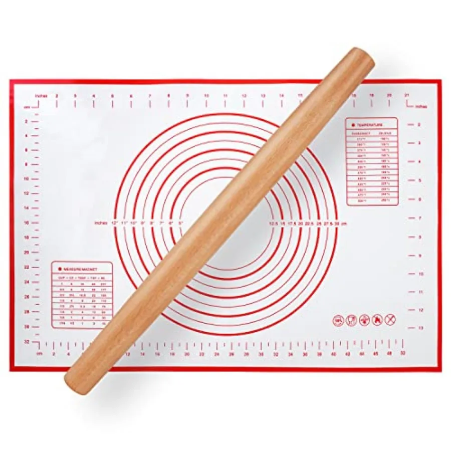 Wood French Rolling Pin for Baking, Wooden Dough Roller with Silicone Baking Mat, Beech Wood Rolling Pins for Baking Dough, Piz
Wood French Rolling Pin for Baking, Wooden Dough Roller with Silicone Baking Mat, Beech Wood Rolling Pins for Baking Dough, Piz