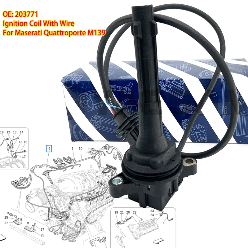 1 Pcs 203771 Ignition Coil With Wire For Maserati Quattroporte M139 04-12 0221604018
1 Pcs 203771 Ignition Coil With Wire For Maserati Quattroporte M139 04-12 0221604018