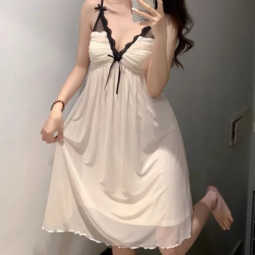 Female Spaghetti Strap Nightdress Sexy Mesh Lace Nightgown Intimate Lingerie Summer New Sleepwear Home Dress Oversize Loungewear
Female Spaghetti Strap Nightdress Sexy Mesh Lace Nightgown Intimate Lingerie Summer New Sleepwear Home Dress Oversize Loungewear