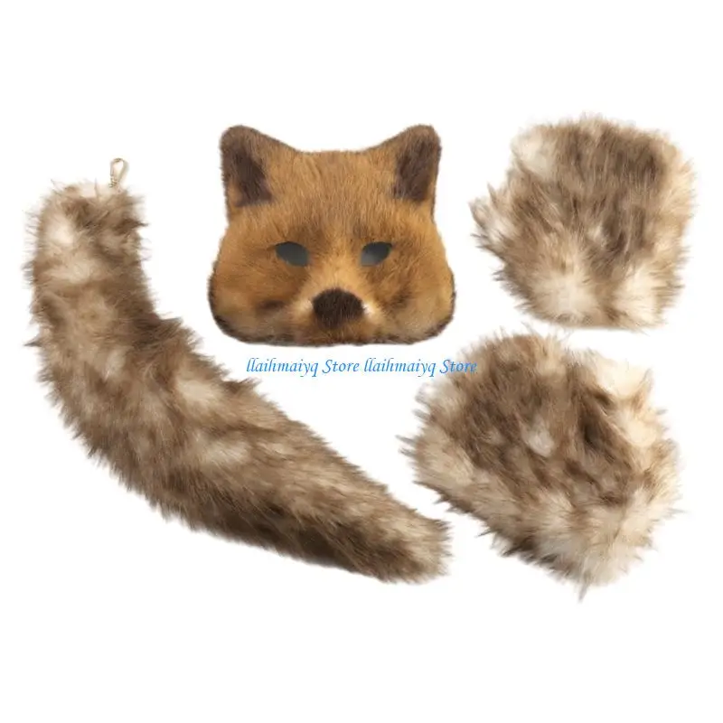 573B Cats Half Face Mask Foxes Tail Halloween Cosplay Costumes Animal Foxes Costumes
573B Cats Half Face Mask Foxes Tail Halloween Cosplay Costumes Animal Foxes Costumes