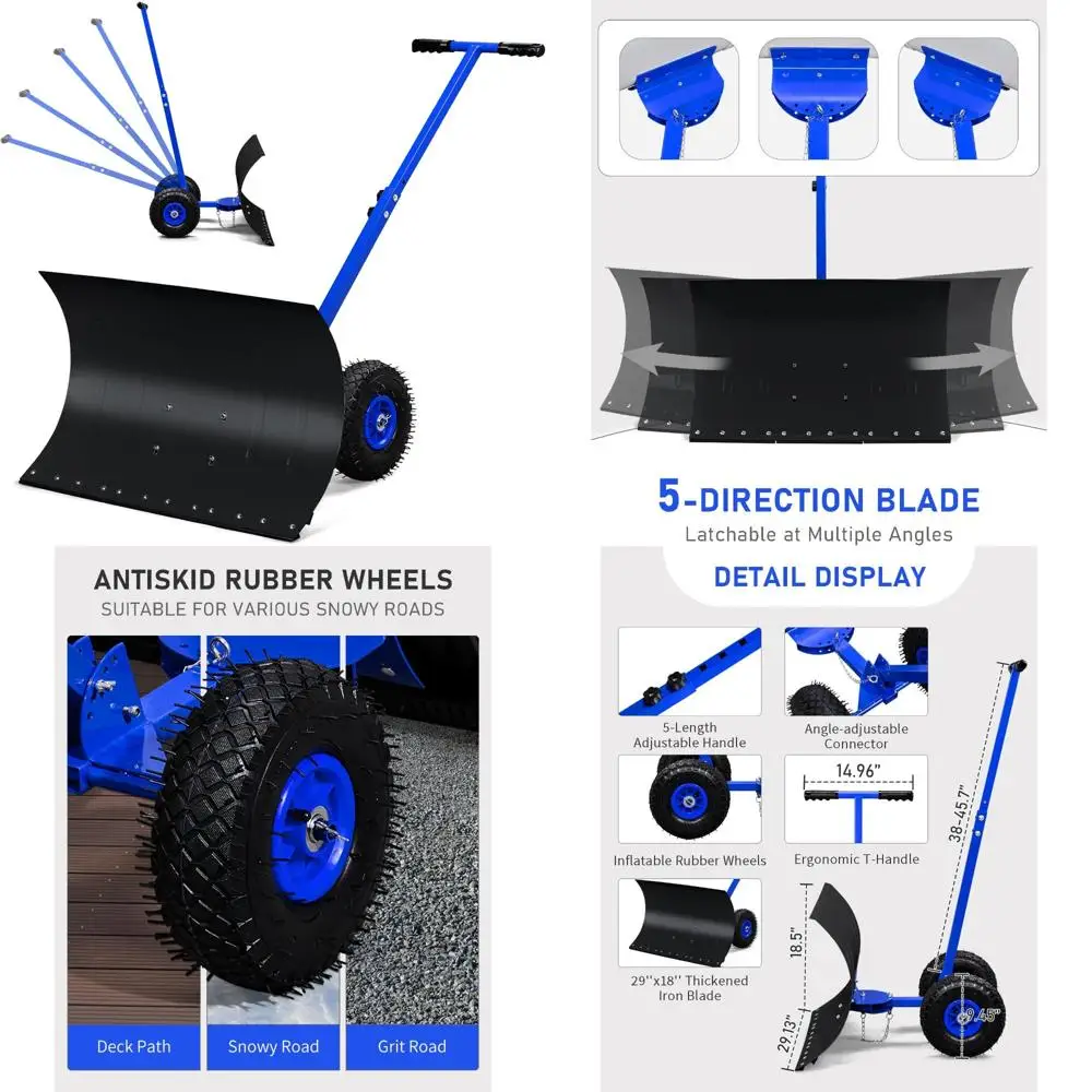 Широкая лопата для снега с колесами, регулируемый плуг для снего-толкателя 29 x 18, мягкая ручка для эффективного удаления и регулировки угла
Широкая лопата для снега с колесами, регулируемый плуг для снего-толкателя 29 x 18, мягкая ручка для эффективного удаления и регулировки угла