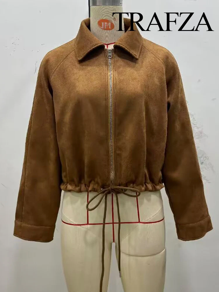 HH Women's Autumn New Fashion Vintage Lapel Suede Cloth Long Sleeve Coat Female Casual Hem Drawstring Waist Slimming Jacket 
HH Women's Autumn New Fashion Vintage Lapel Suede Cloth Long Sleeve Coat Female Casual Hem Drawstring Waist Slimming Jacket