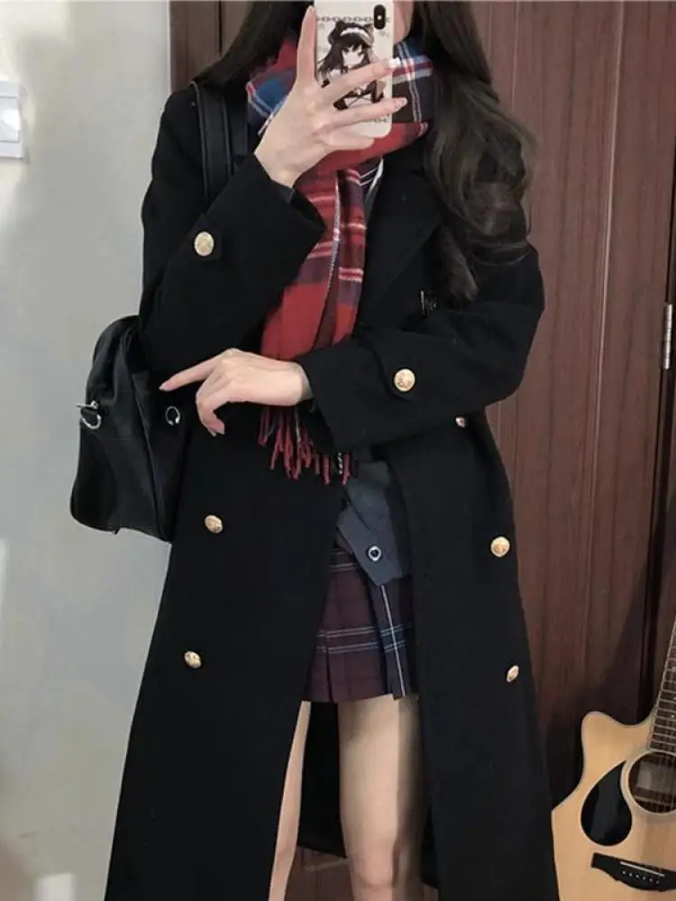 Autumn Winter Korean Fashion Women College Style Black Elegant Long Sleeve Double Breasted Cardigan Woolen Coat Trend Retro Chic
Autumn Winter Korean Fashion Women College Style Black Elegant Long Sleeve Double Breasted Cardigan Woolen Coat Trend Retro Chic