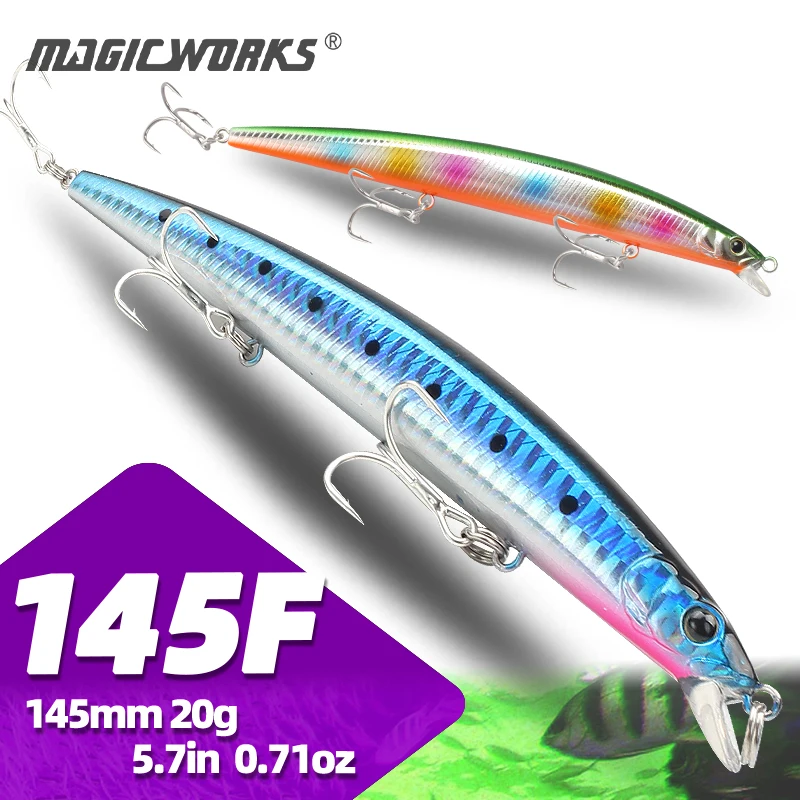 Magic Works 145mm 20g Sea Minnow Floating Wobbler Bass Saltwater Lures for Fishing Goods Hard Baits Jerkbait Pike Lure Fake Fish
Magic Works 145mm 20g Sea Minnow Floating Wobbler Bass Saltwater Lures for Fishing Goods Hard Baits Jerkbait Pike Lure Fake Fish