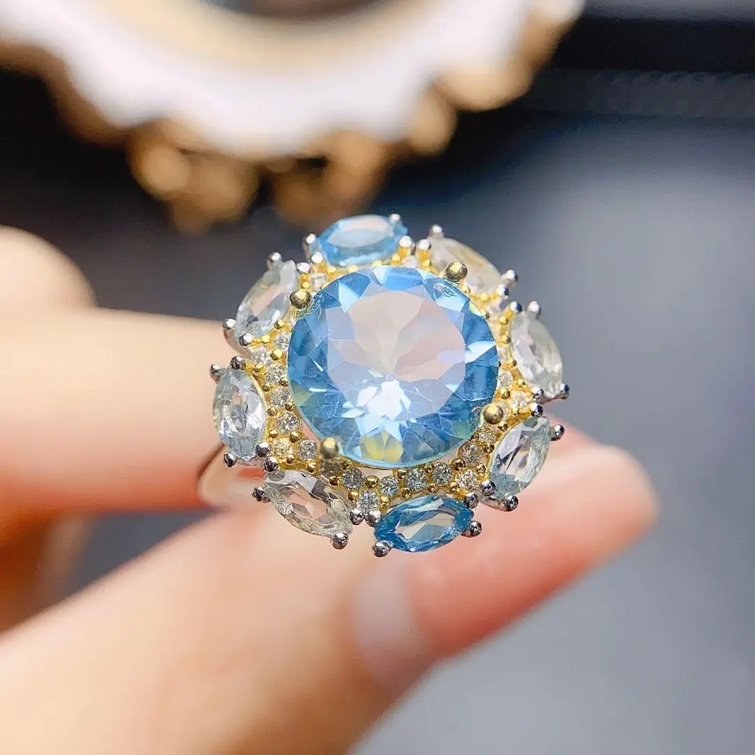 Best Seller ZECAA Topaz Fine Jewelry Woman Topaz Ring With Natural Blue Topaz Gemstone 10*10mm Vintage Lady Topaz Ring For Gift
Best Seller ZECAA Topaz Fine Jewelry Woman Topaz Ring With Natural Blue Topaz Gemstone 10*10mm Vintage Lady Topaz Ring For Gift