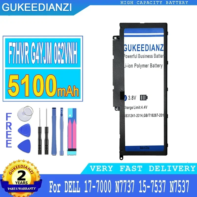 Запасной аккумулятор большой емкости F7HVR G4YJM 062VNH для DELL Inspiron 17-5100 N7737 15-7000 N7537, 7537 мАч
Запасной аккумулятор большой емкости F7HVR G4YJM 062VNH для DELL Inspiron 17-5100 N7737 15-7000 N7537, 7537 мАч