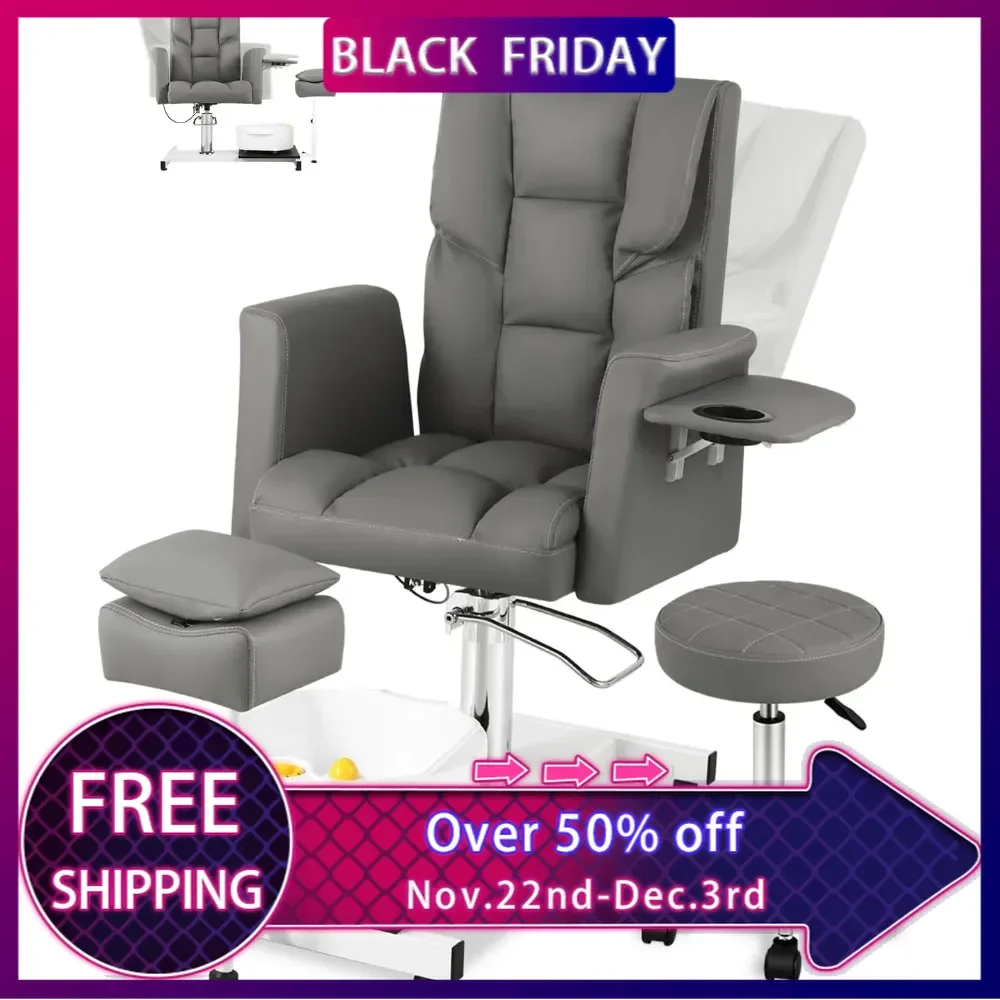 Reclining Pedicure Chair No Plumbing for Nail Tech,with Adjustable Footrest and Massage Bath Bowl,Rolling Pedicure Stool
Reclining Pedicure Chair No Plumbing for Nail Tech,with Adjustable Footrest and Massage Bath Bowl,Rolling Pedicure Stool