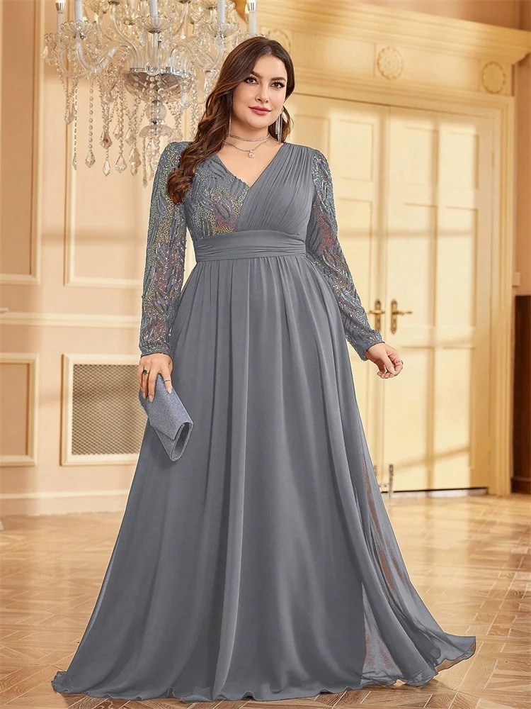 Plus Size Luxury Chiffon Long Sleeve Evening Dress elegant 2025 Women Sequin Blue Wedding Party Cocktail Prom Graduation Gowns
Plus Size Luxury Chiffon Long Sleeve Evening Dress elegant 2025 Women Sequin Blue Wedding Party Cocktail Prom Graduation Gowns