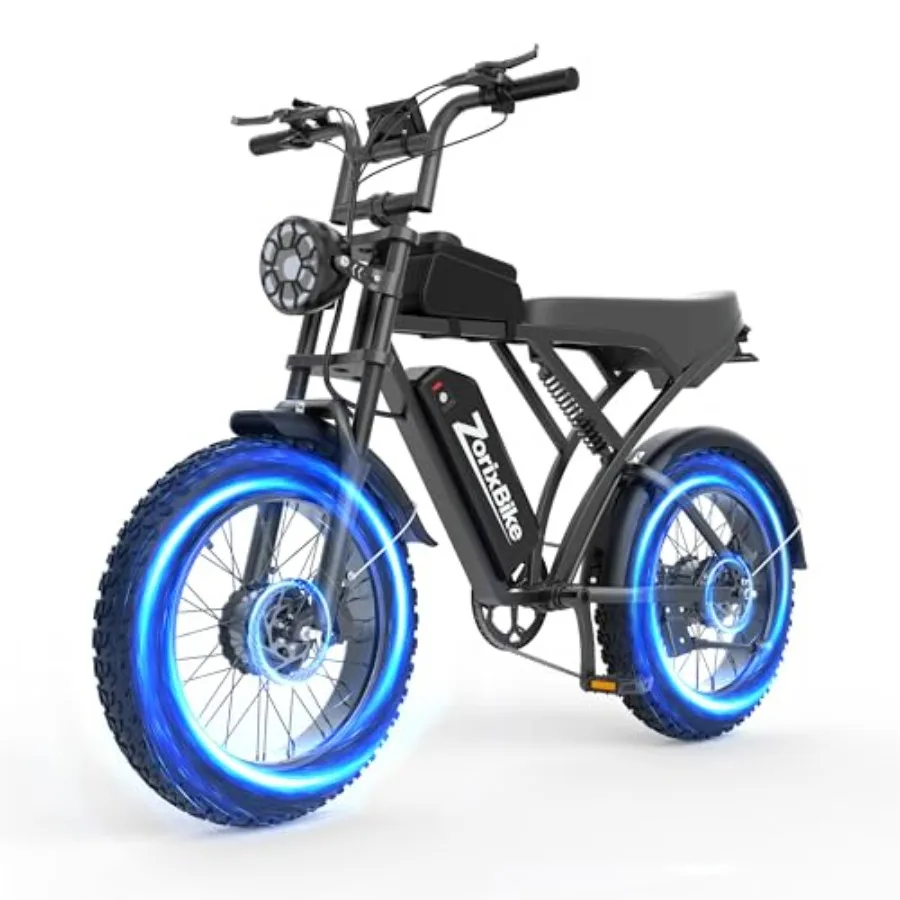Retro electric bike for adults: aluminum frame, black, 31-35MPH max speed, 80 mi range, 20 x 4.0 fat tires, 7-speed, dual shock
Retro electric bike for adults: aluminum frame, black, 31-35MPH max speed, 80 mi range, 20 x 4.0 fat tires, 7-speed, dual shock